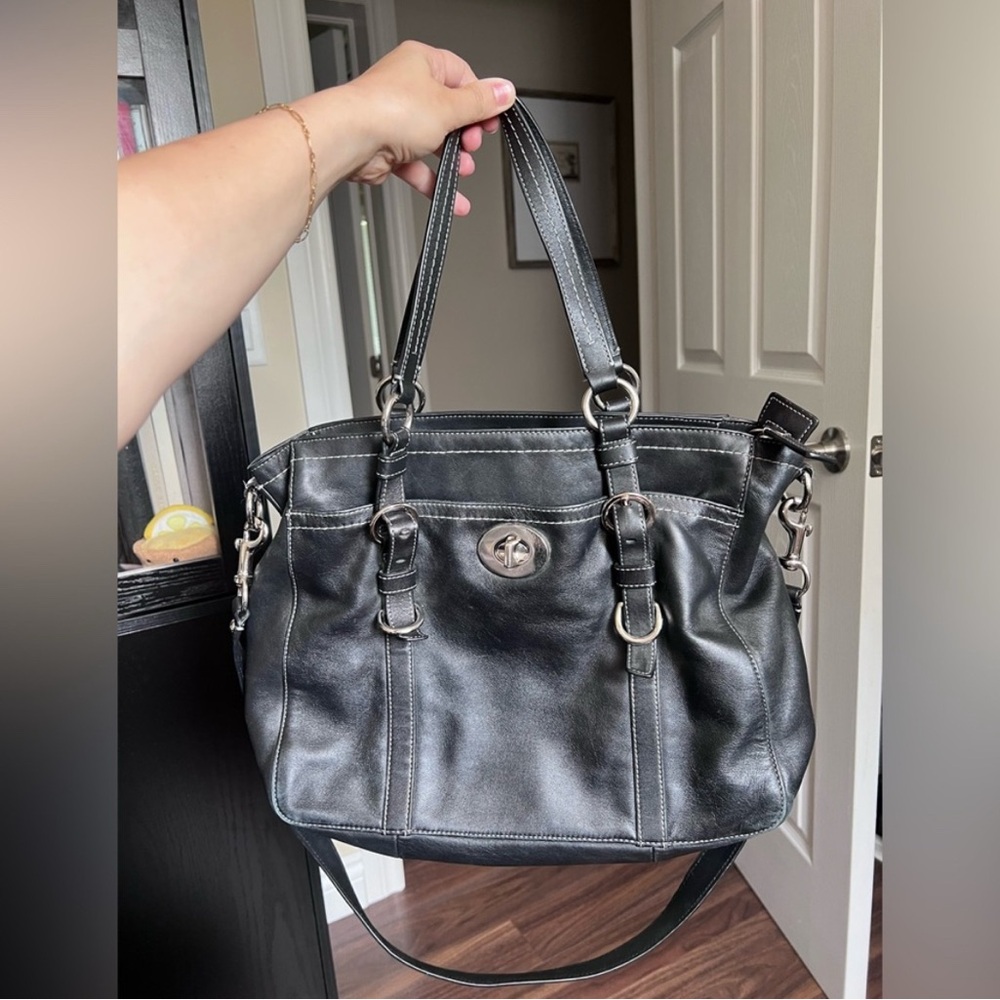 Coach Black Leather Tote Bag